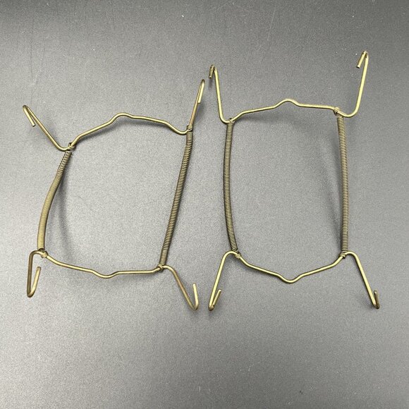 Lot Of 13 Adjustable Wire Plate Hangers Various Shapes & Sizes Double Spring Vtg - Picture 4 of 7